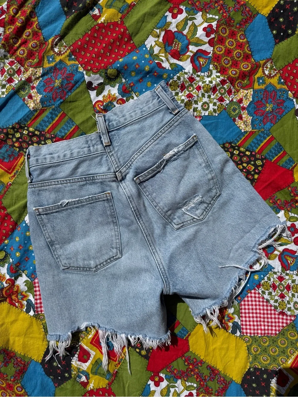 Agolde criss cross denim shorts